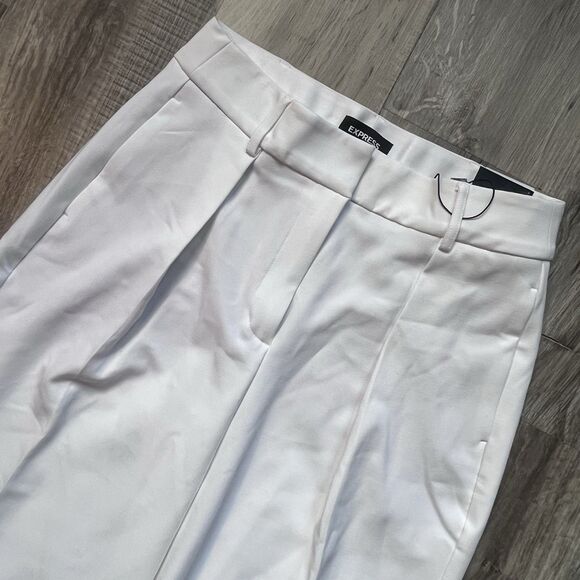 NWT Express Women's 8L White Ankle Super High Rise Stylist Pants Pleated Stretch - Picture 2 of 9
